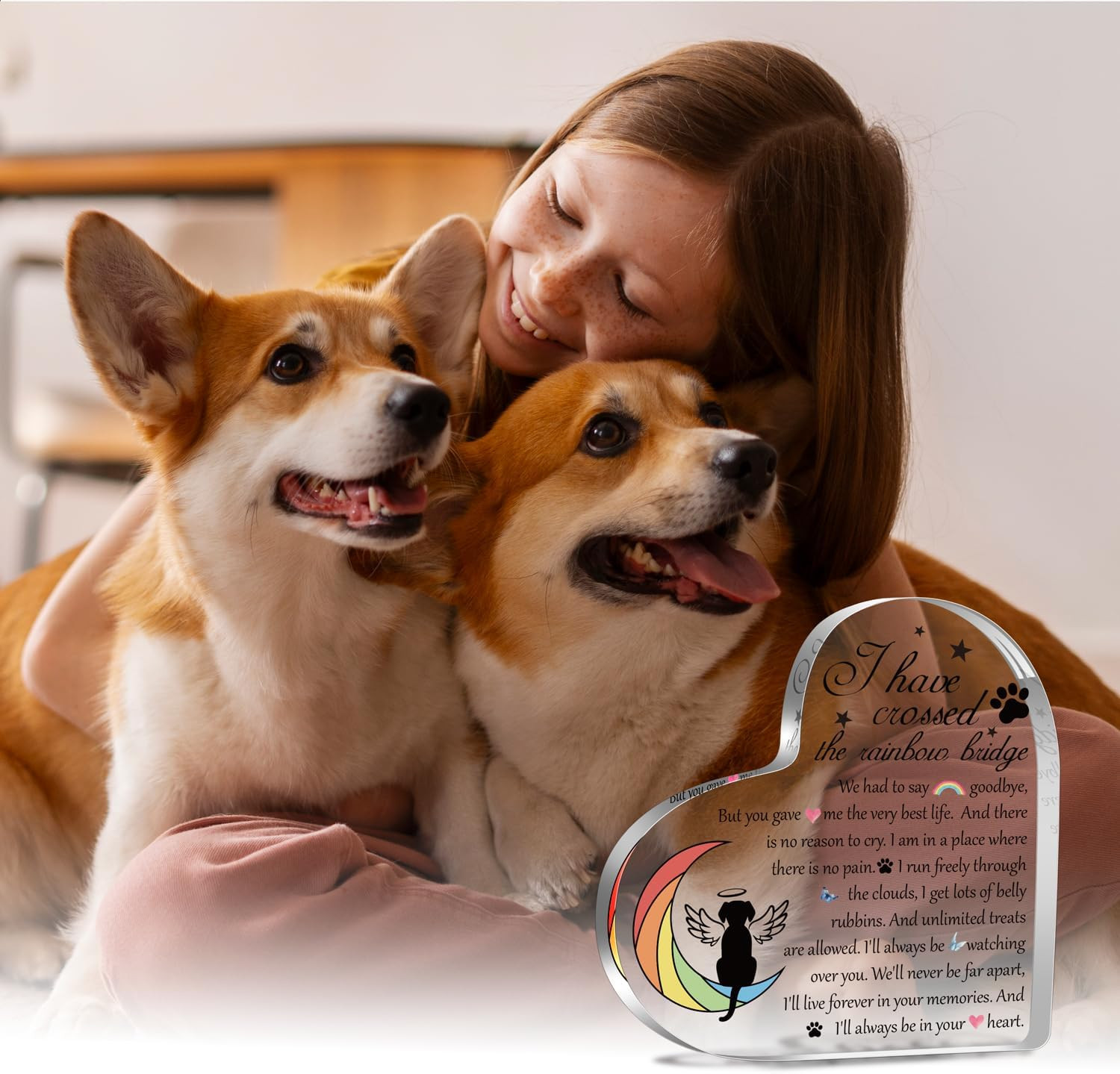 Pet Memorial Rainbow Bridge Acrylic Gifts for Women, Condolences Decor for Pet L