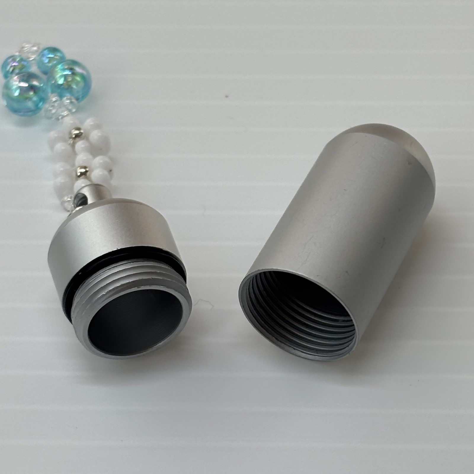 Cremation Ashes Keychain – Cremation Keepsake(white flower and blue charm)