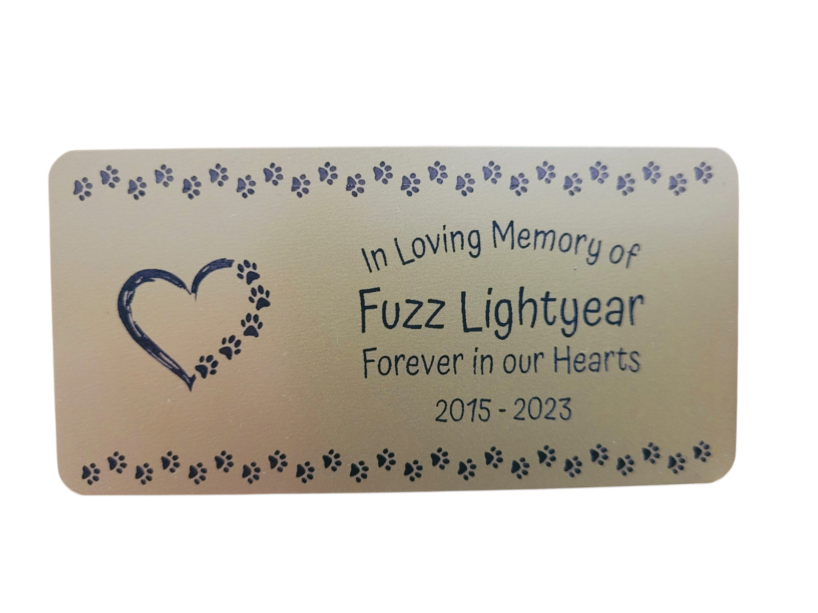 Pet Memorial Paw Print Plaque, 2″x4″ Aluminum, Cat Tribute, Rainbow Bridge