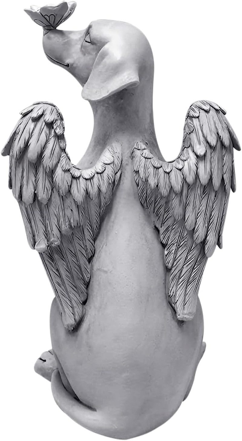 Angel Figurine Memorial Pet Puppy Dog Butterfly Stone Statue with Wings Garden G