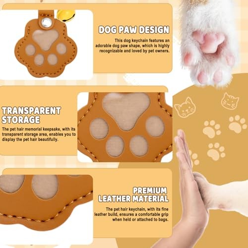 3Pcs Dog Hair Keychain Pet Fur Keepsake Cat Pet Hair Keychain with Bell