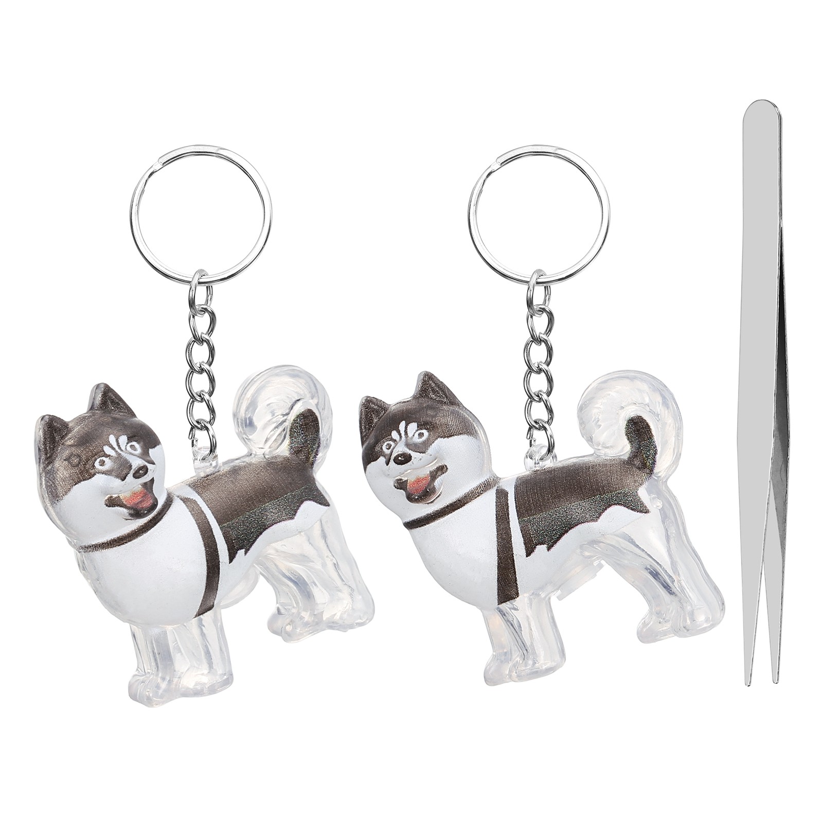 2Pcs Dog Hair Collector Keychain with Tweezers Style 11