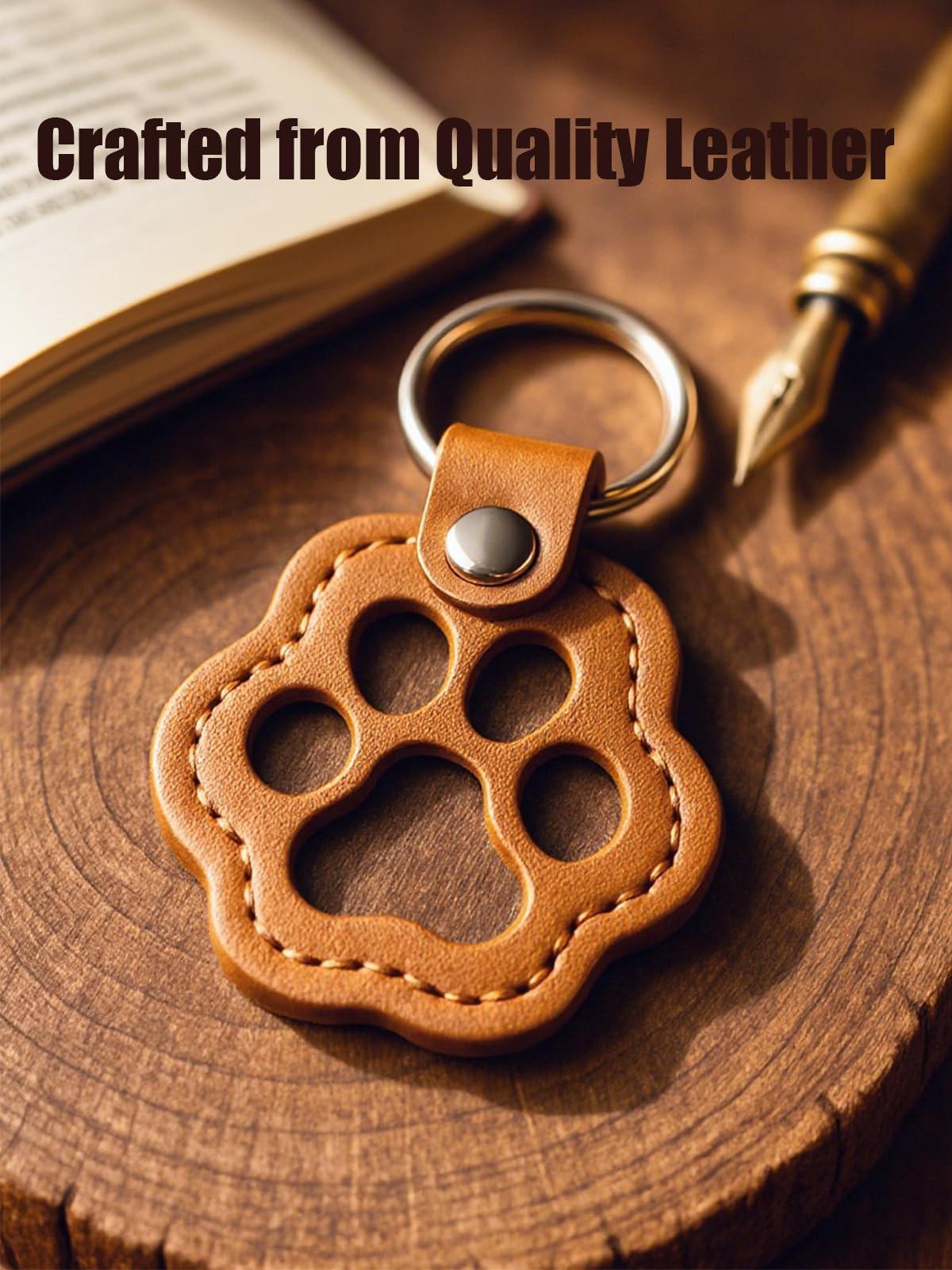 3 Pcs Cat Dog Hair Storage Keychain, Cute Pet Paw Shaped Leather Keychain, Pa…