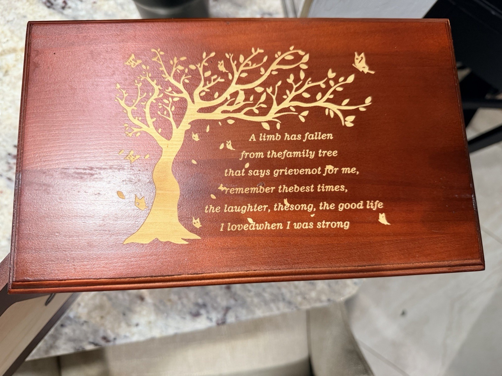 Wooden Engraved Pet Memorial Urn “In Loving Memory” Keepsake Box
