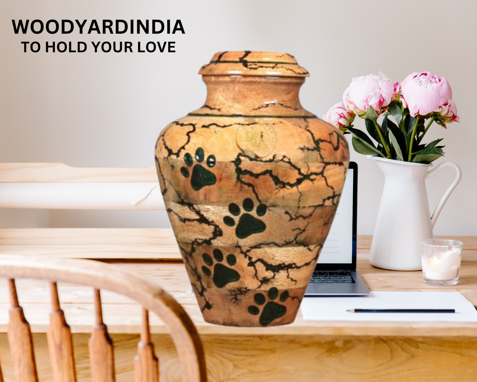 PAW Print urn box For pet Ashes, Large Urn for Funeral, Cremation Ashes Box