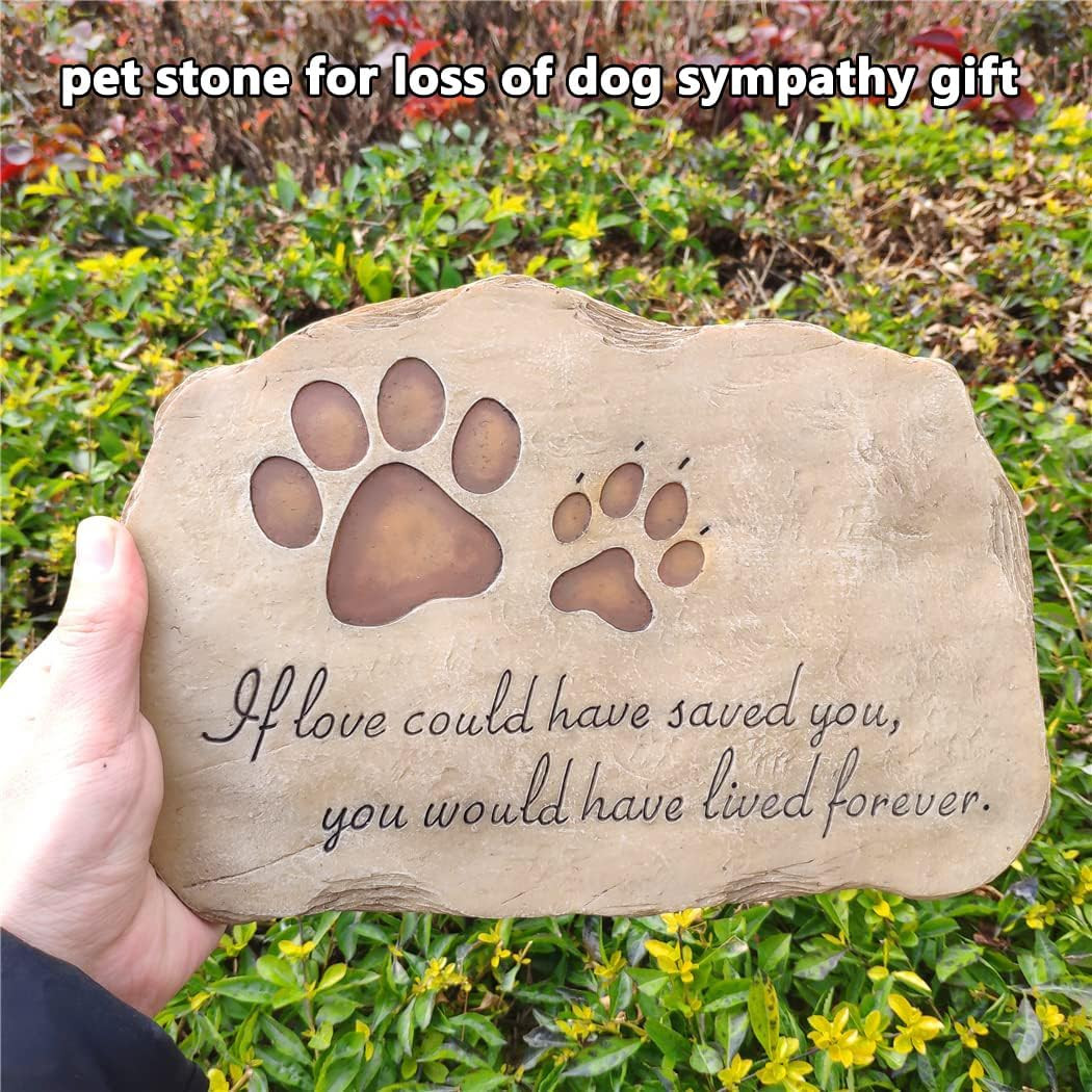 Pet Memorial Stone Garden Marker Hand-Painted Dog Cat Grave Plaque 11″ Outdoor
