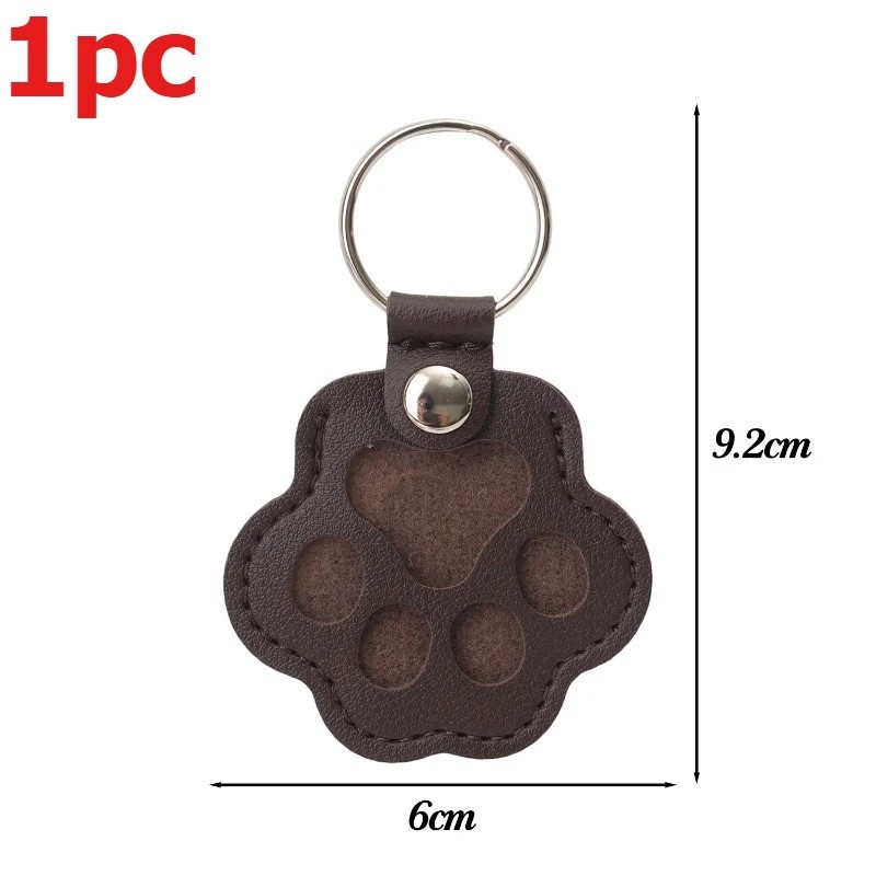 Pets Hair Memorial Keepsake Keychain PU Leather Dog Cat Storage Pouch Bag Charm