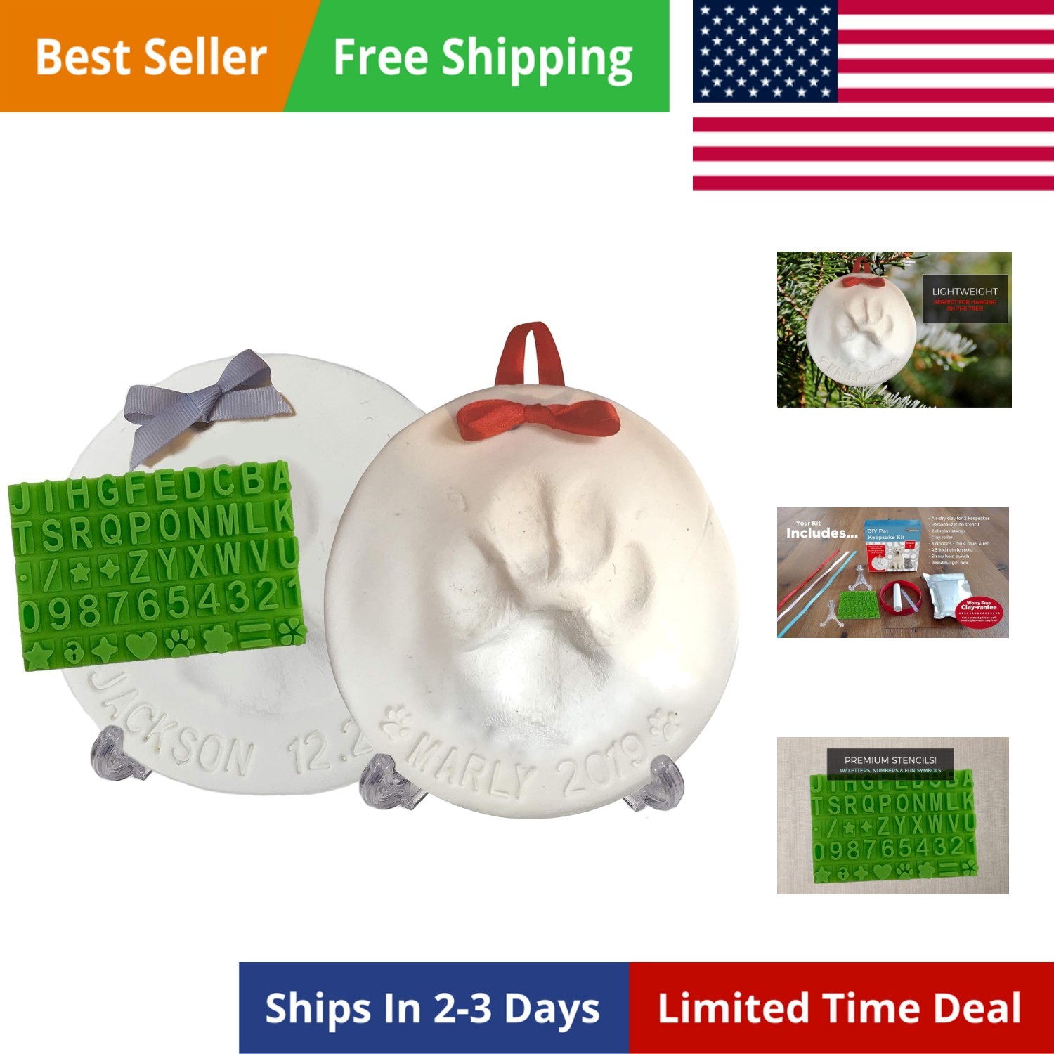 Ultimate Pawprint Keepsake Kit Makes 2 – Paw Print Christmas Ornament w/ Bonu…