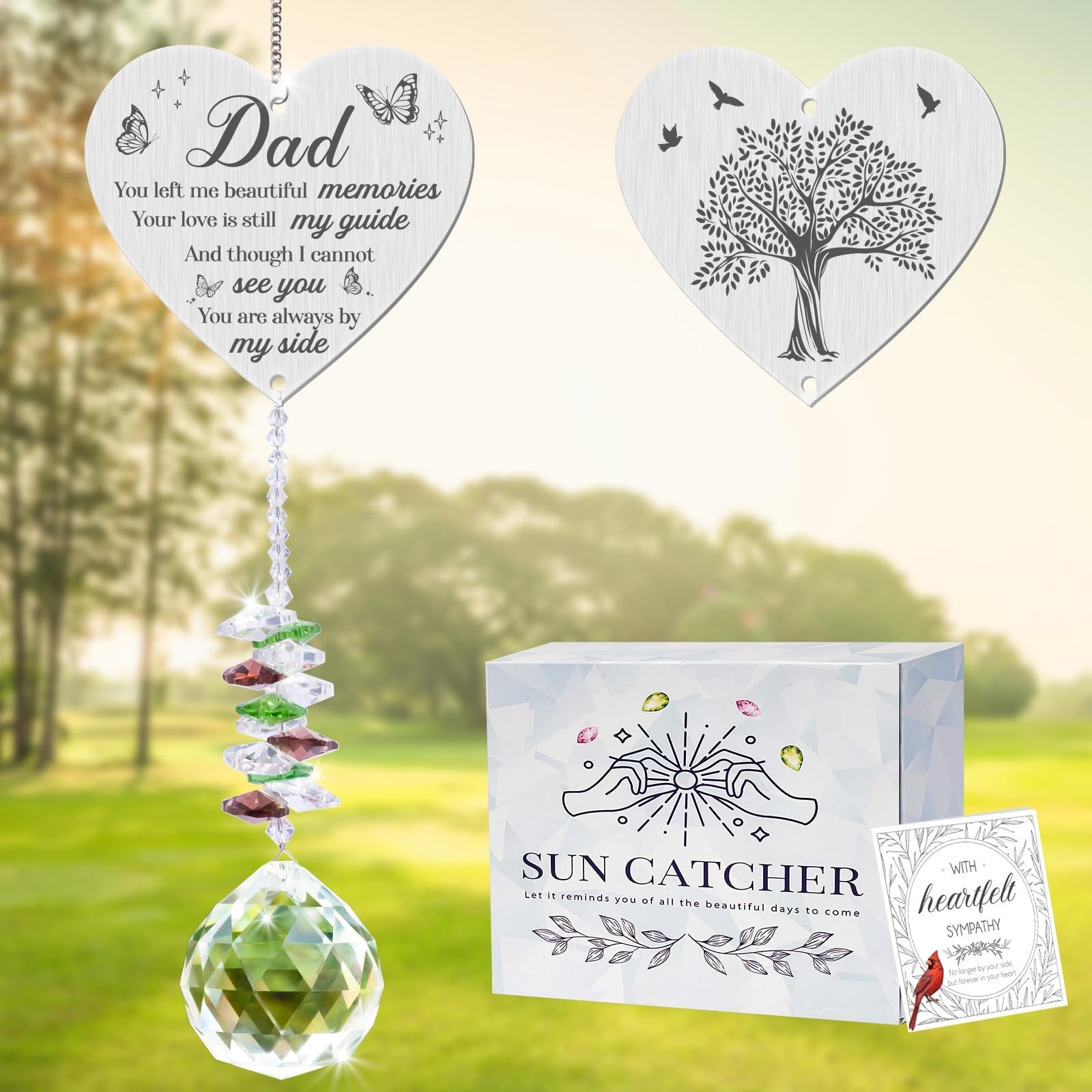 Memorial Gifts for Loss of Dad,Memorial Crystal Suncatcher Ornament, Sympathy…