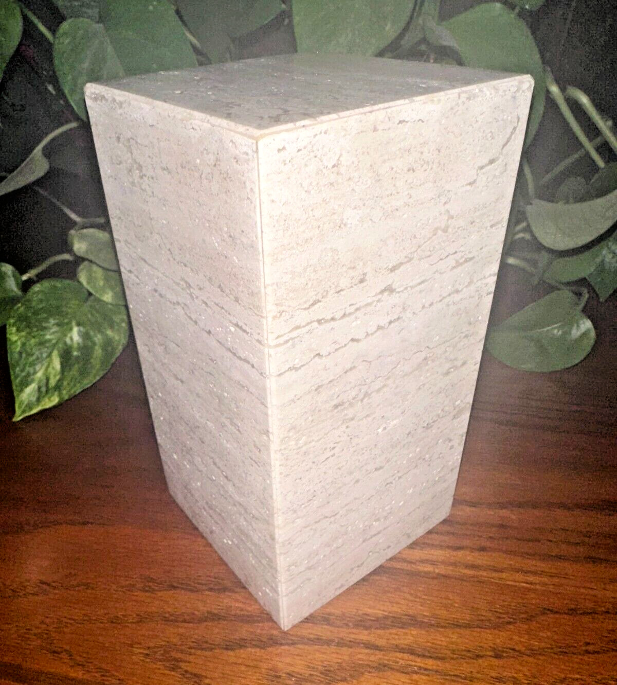 Natural light travertine marble rectangle pet urn memorial dog cremains handmade