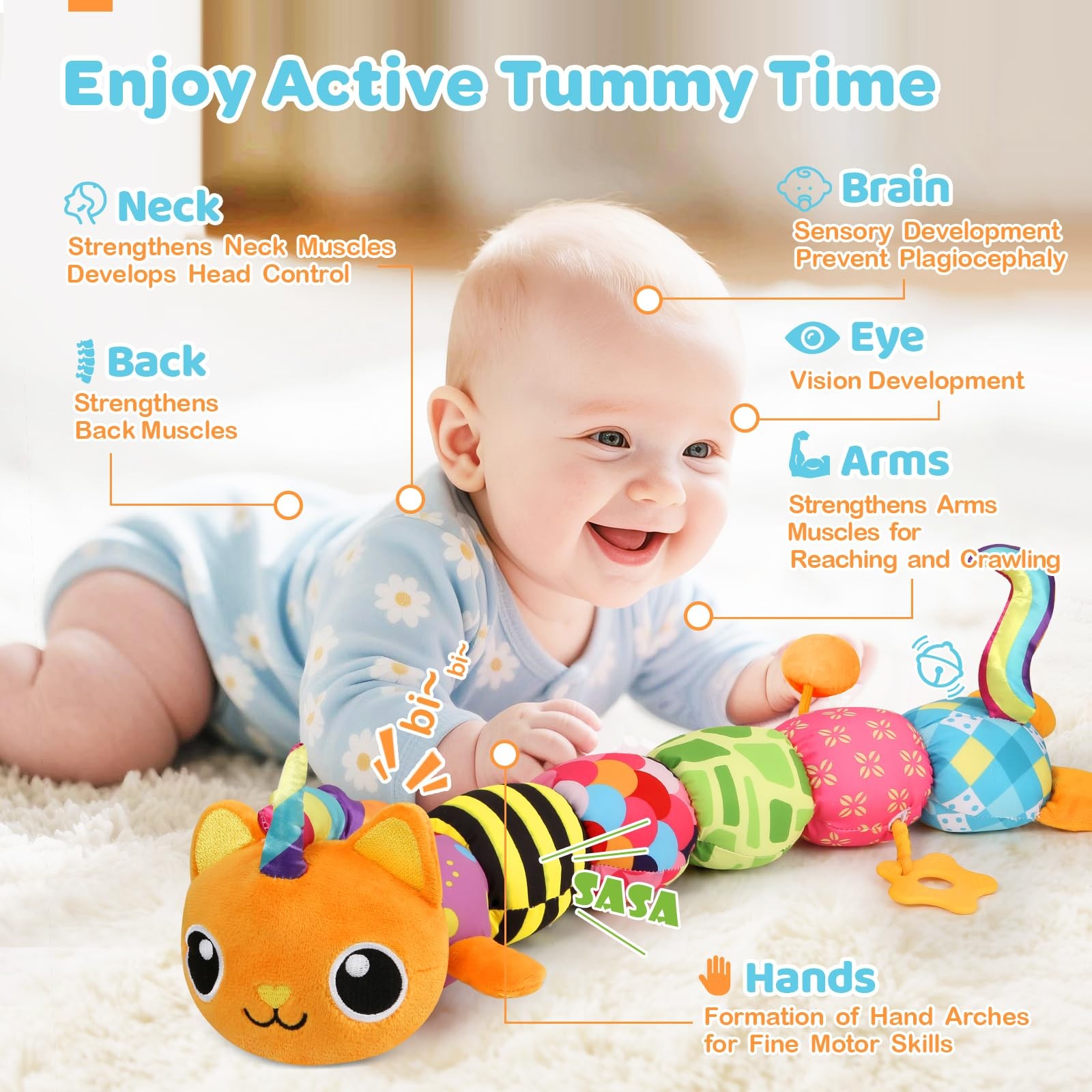 Baby Sensory Musical Stuffed Animal Toy 0-12 Months Infant Unicorn Cat Plush