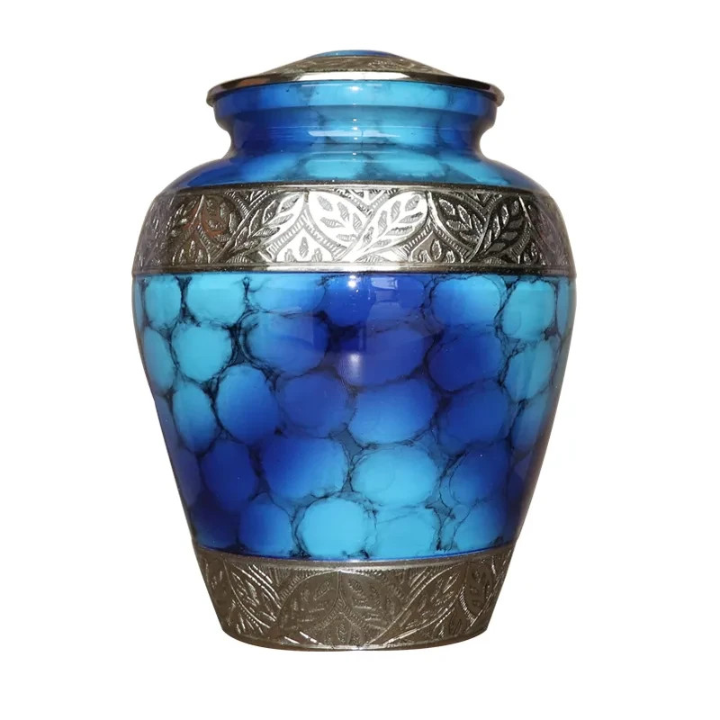 Blue Petal Classic Engraved Adult Cremation Urn for Human Ashes