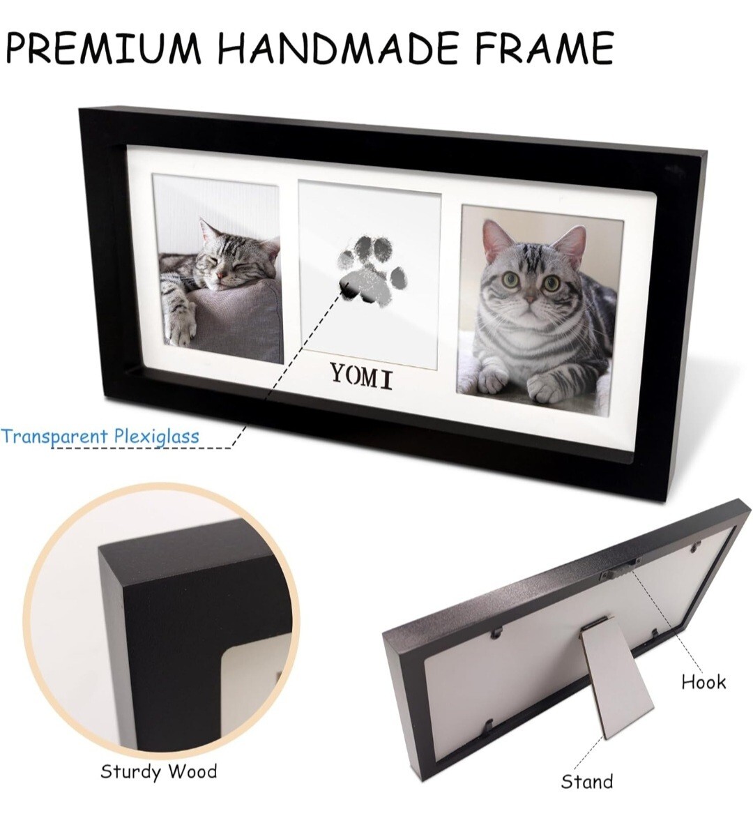 Paw Print Frame & Ink Pads Kit,Dog or Cat Paw Print Kit,2 No Mess Ink Pads fo…