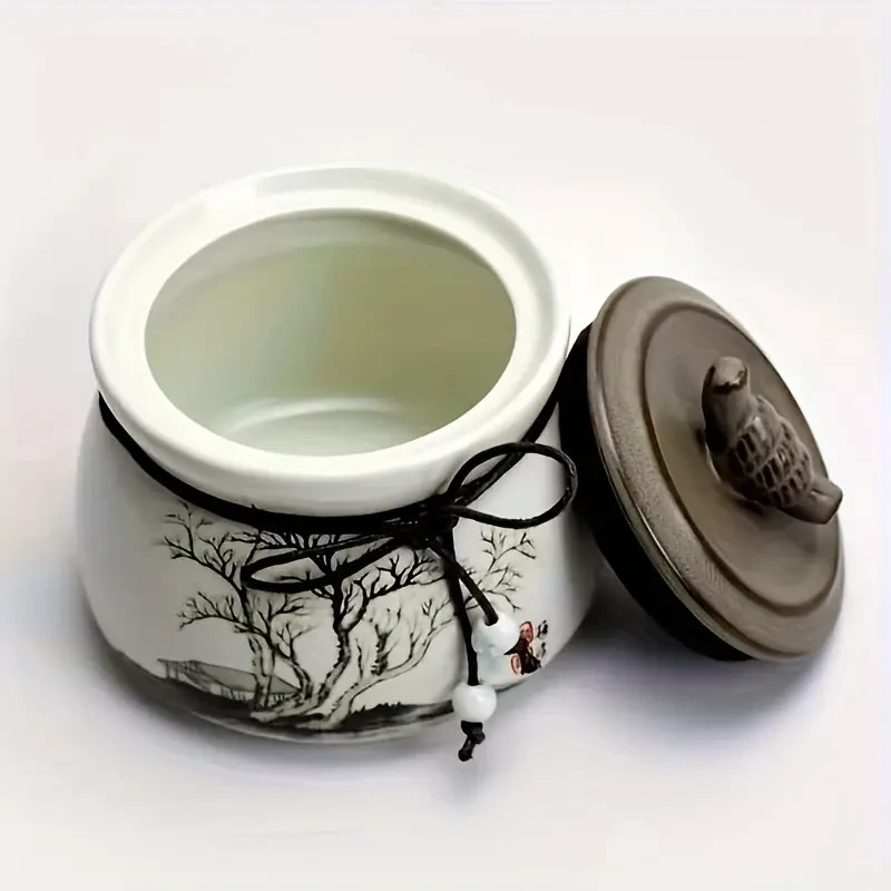 Tranquil Grove Pet Urn for Ashes – Hand-Painted Ceramic Memorial Jar for Dogs