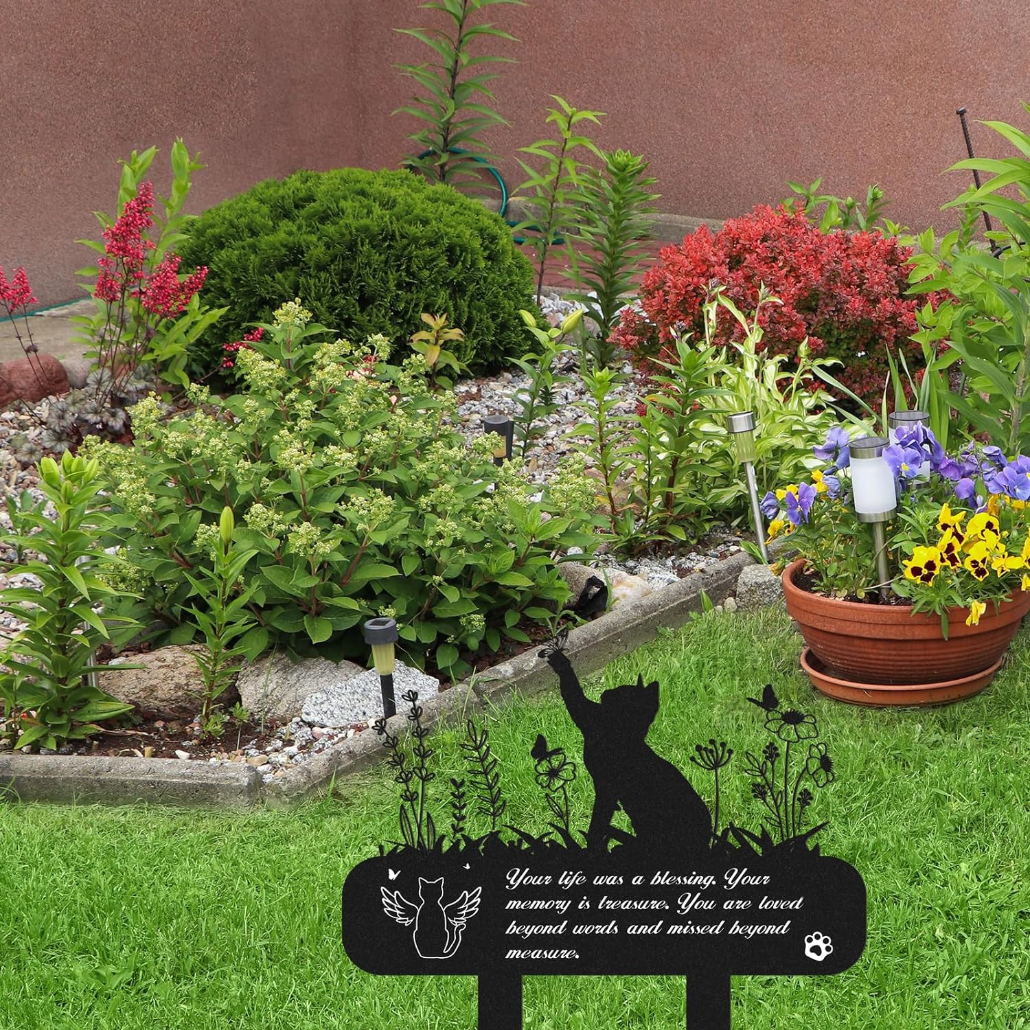 Pet Grave Markers Metal Cat Memorial Plaque🌟 Waterproof🌟🌟 Cemetery Stake