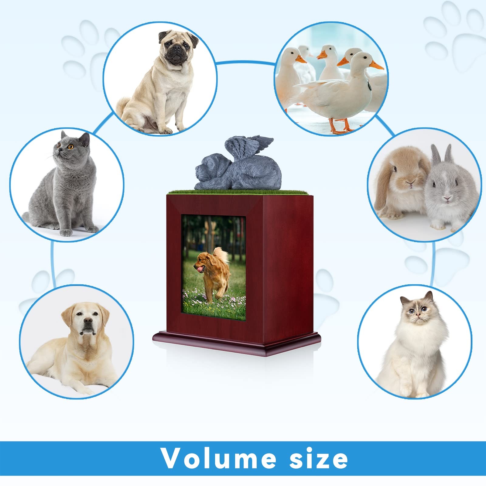 Pet Cremation Urn for Large Dogs, Ashes Photo Box, Wood Keepsake Memorial Urn