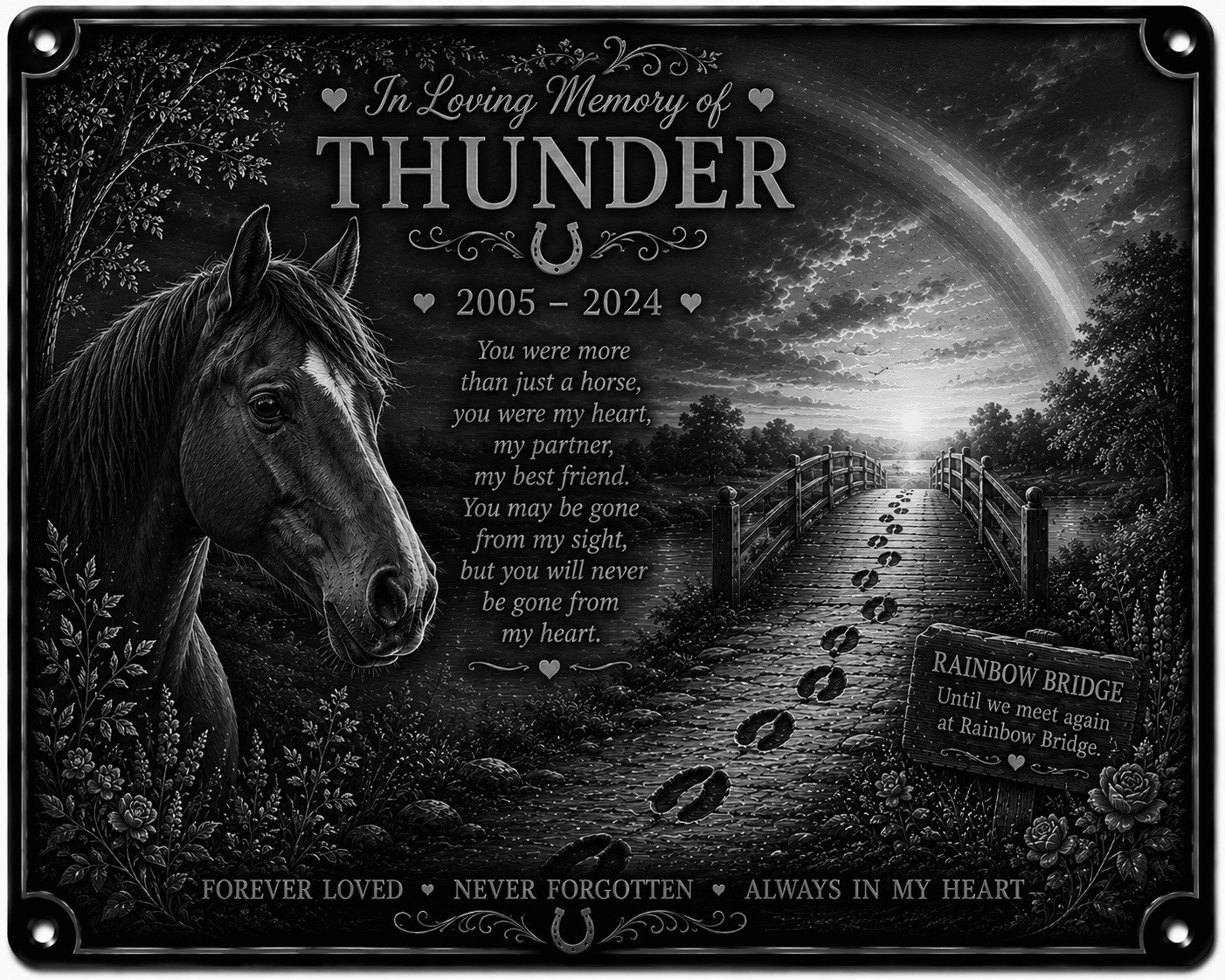 Personalised Pet Memorial Plaque Custom Photo Engraved Aluminium Dog Cat Horse