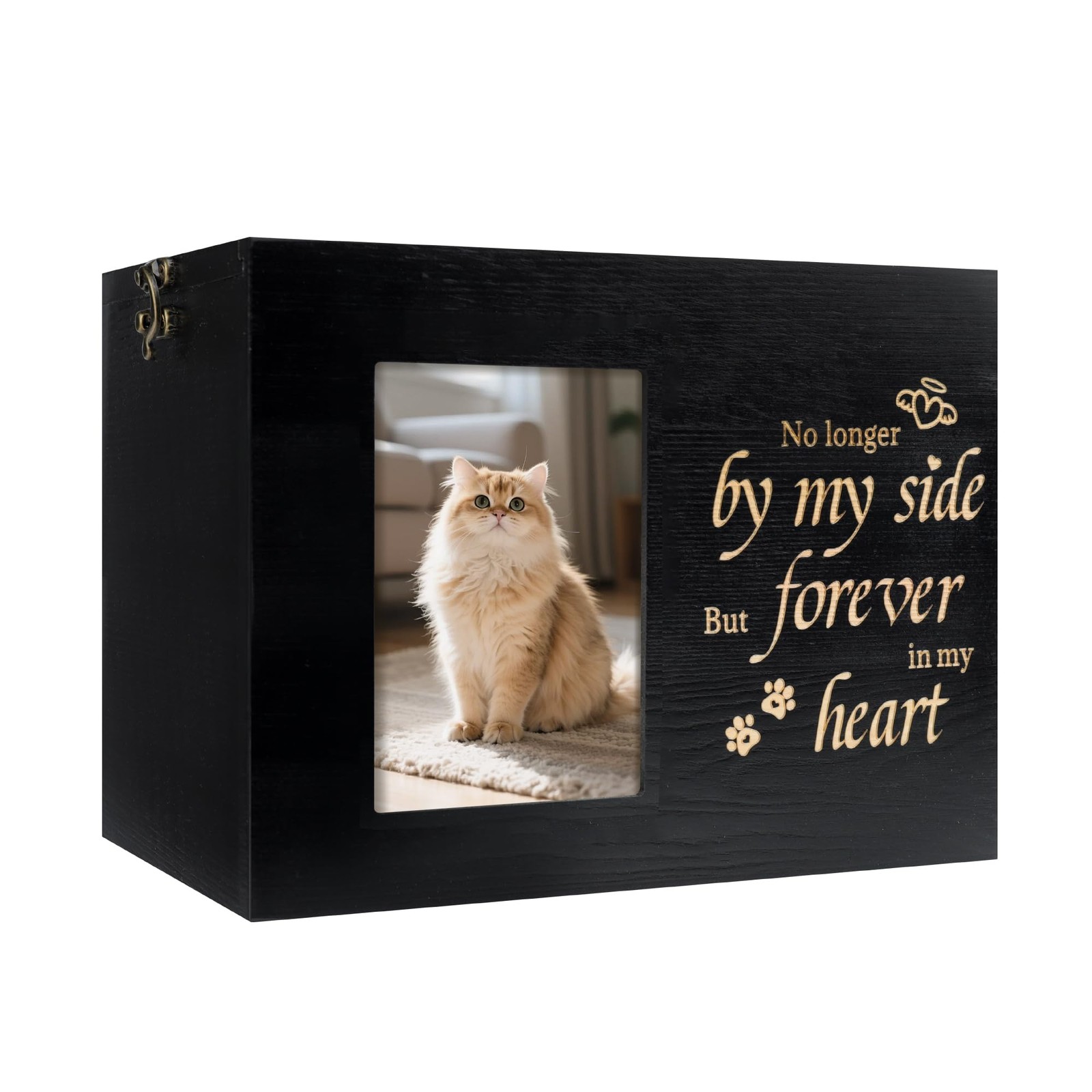 Pet Urns for Cats or Dogs Ashes with Photo Frame, Wooden Memory Box for Keepsake