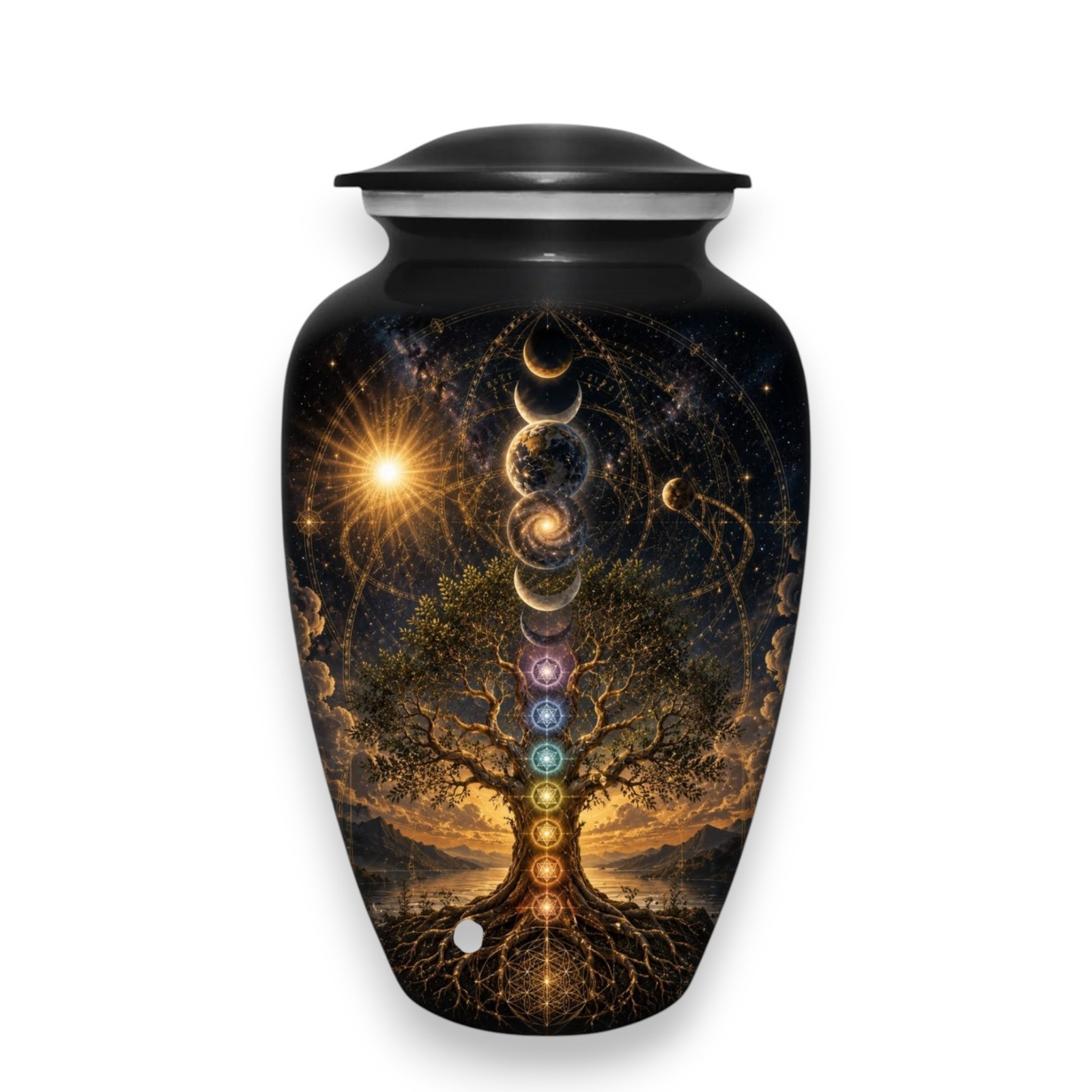 Cremation Urn for Human Ashes Adult Large 190 Cu In Tree of Life Chakra Urns
