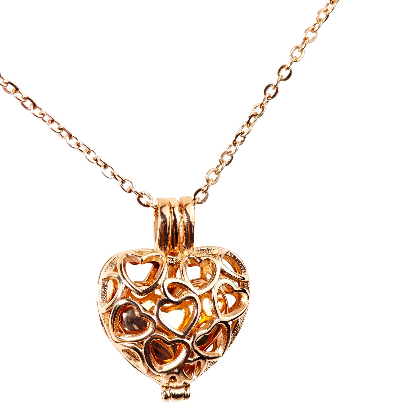 Paw Print Heart Pet Ashes Memorial Necklace Rose Gold With Box For Dog&Cat