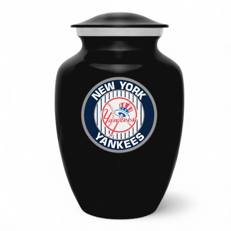 8 In Black New York Yankees Baseball Style Cremation Urn Adult Ashes Metal Urns