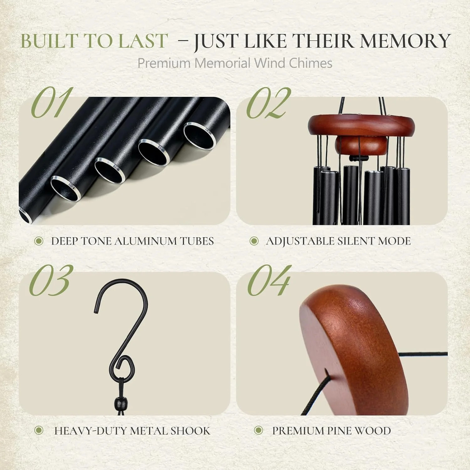 37″ Memorial Wind Chimes for Loss of Loved One – Sympathy & Bereavement Gift for