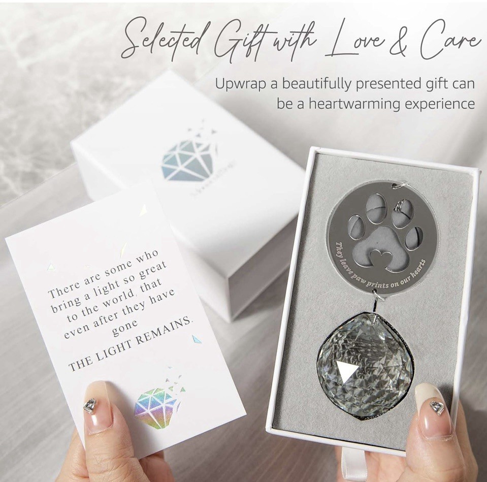 Dog Memorial Gifts, Unique Loss of Pet Sympathy Idea, Clear Crystal Ball Rainbow