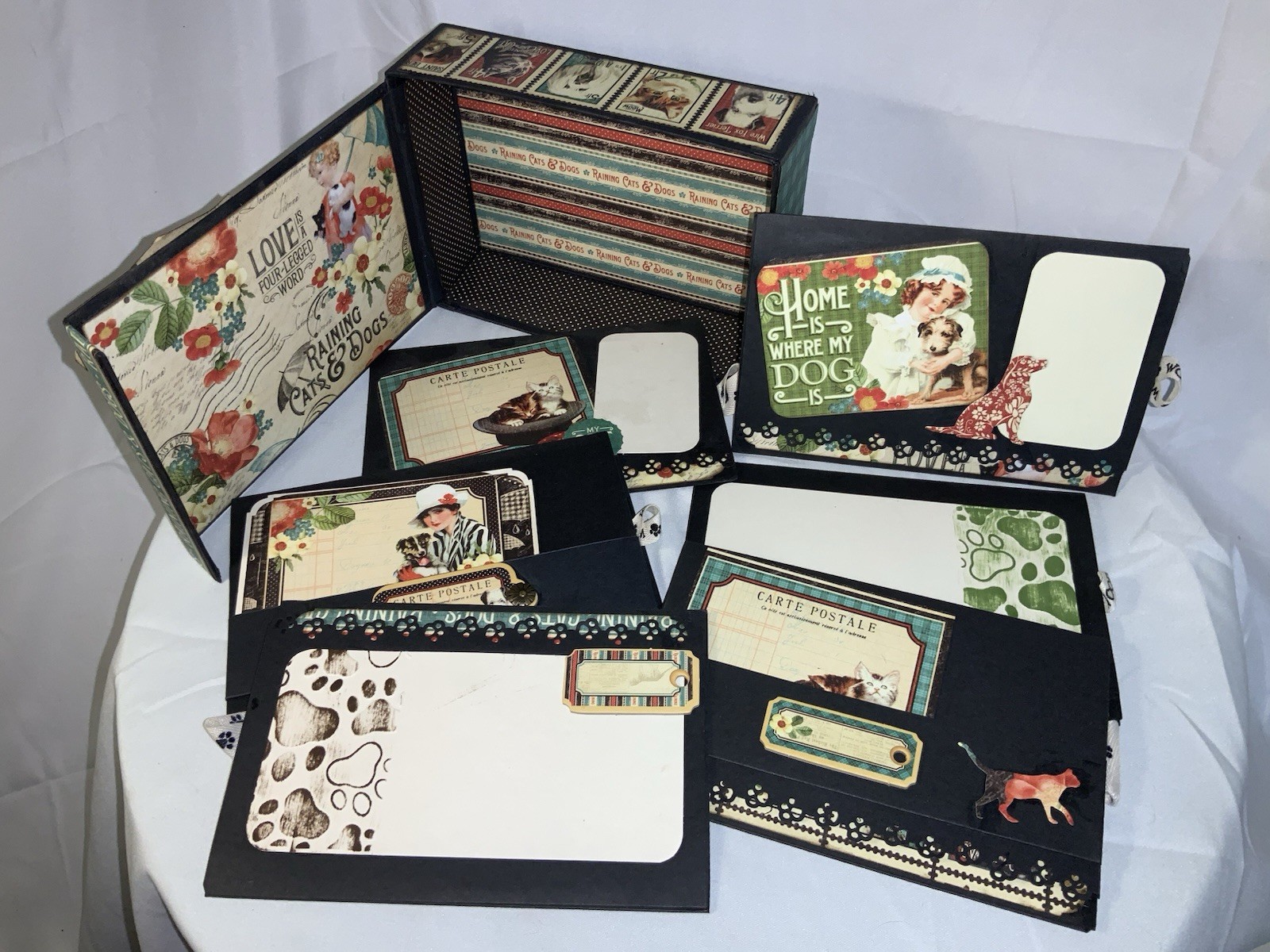 Vintage Style Pet Dog Cat Photo Memory Trinket Keepsake Box 7X5X2 – Handmade