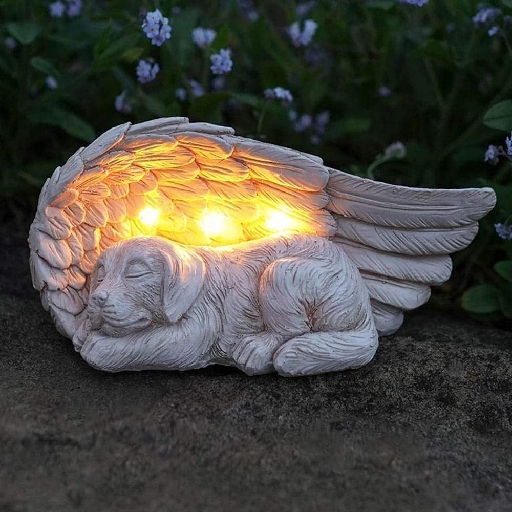 Forever My Guardian Angel Garden Solar Light – Pet Memorial Stone, Gray