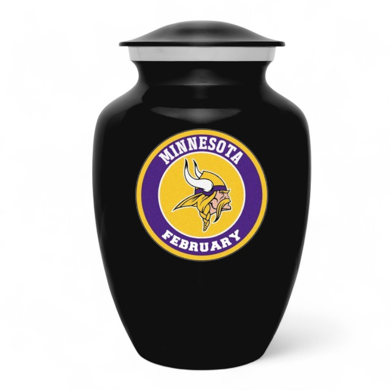 Minnesota Vikings Football Style Cremation Urn Adult Ashes Black Metal 8 In Urns