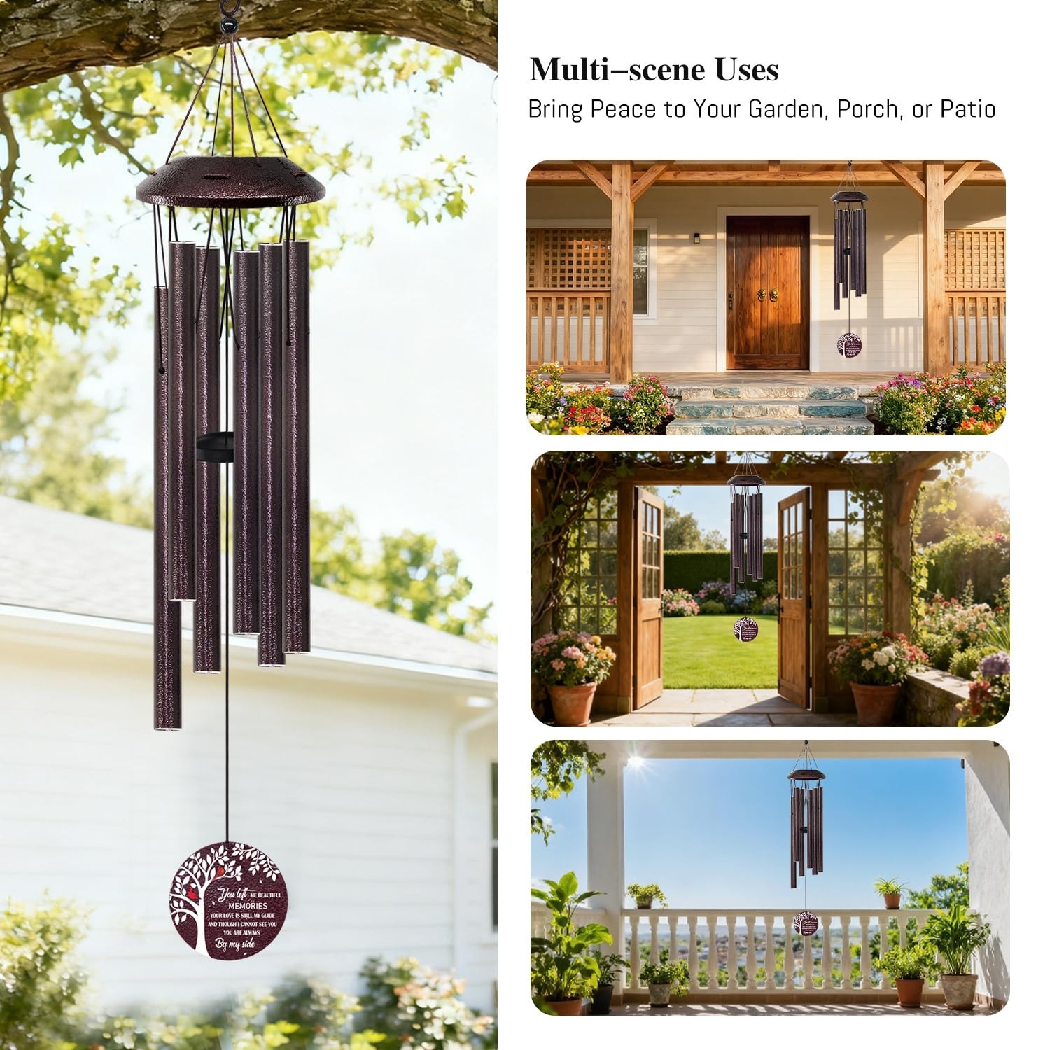 Memorial Gifts for Loss of Mom/Dad – 32″ Cardinal Sympathy Wind Chimes with T…