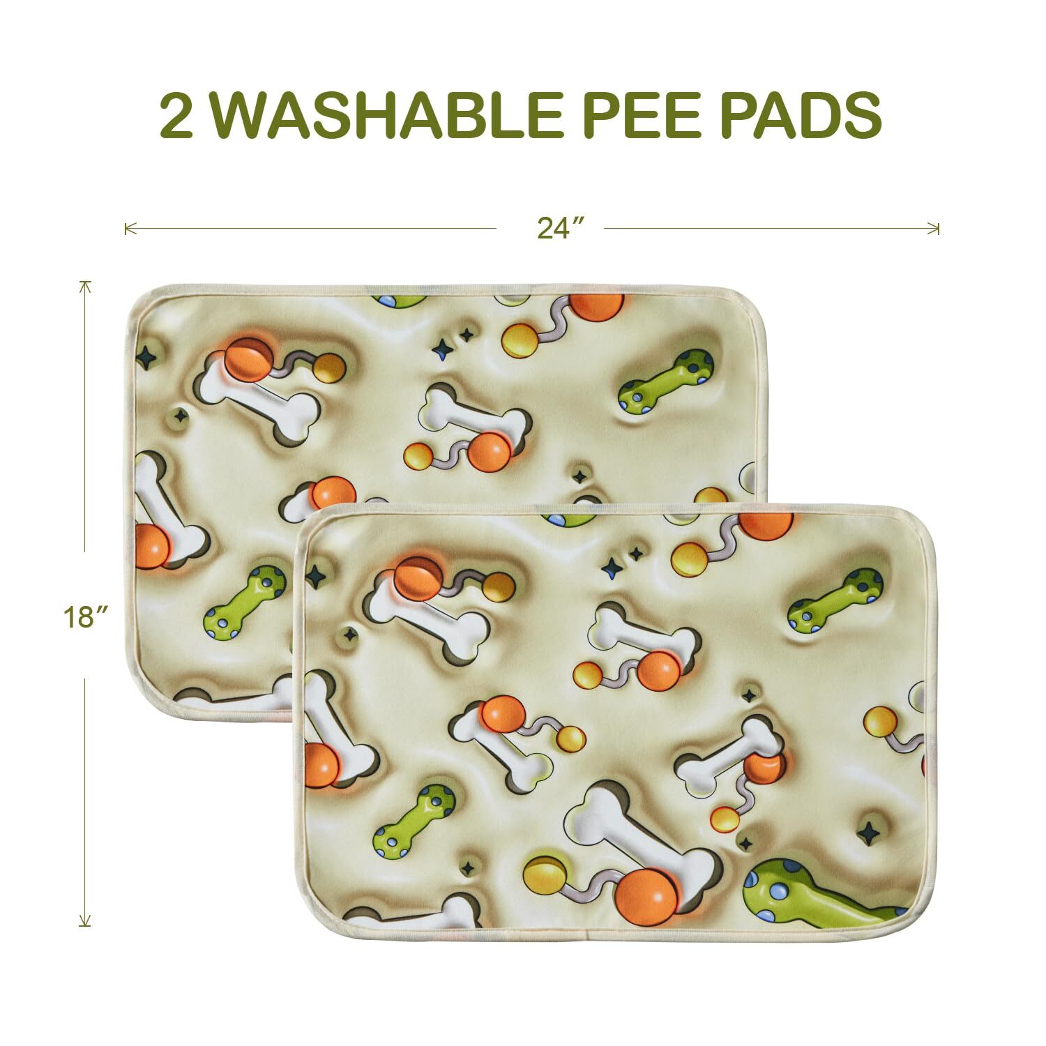 Qeils Reusable Washable Dog Pee Pads – 2 Pack Super Absorbent, Leakproof Non-Sli