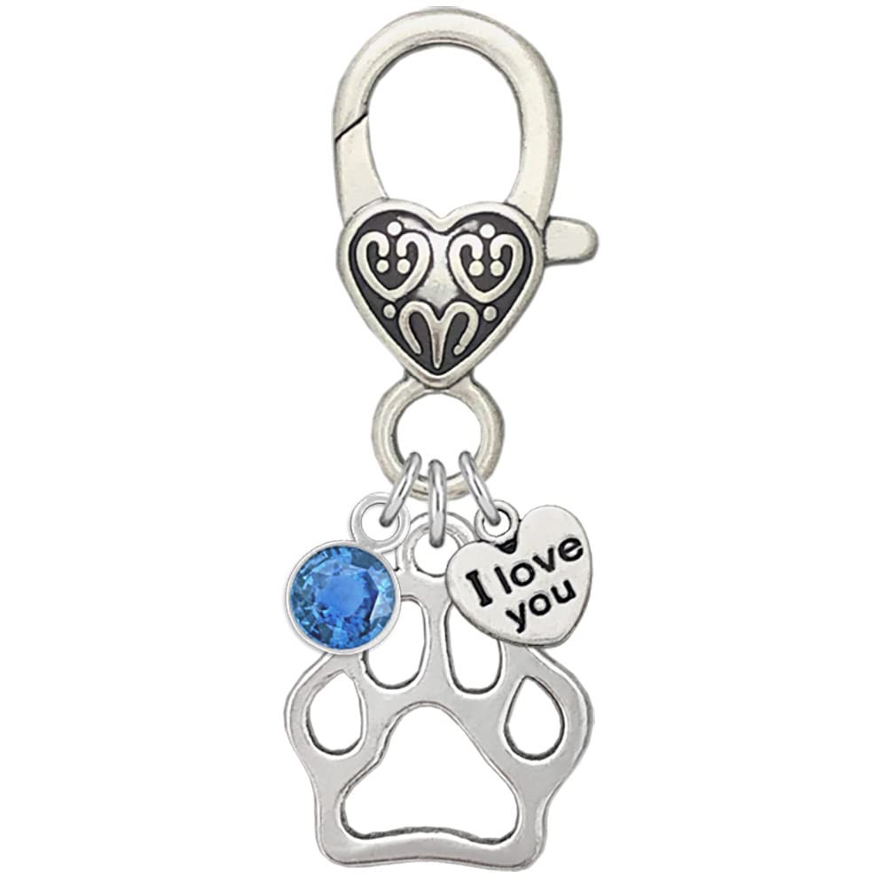 Pet Memorial Charm for Wedding Bouquet with Something Blue Crystal Gem for Bride