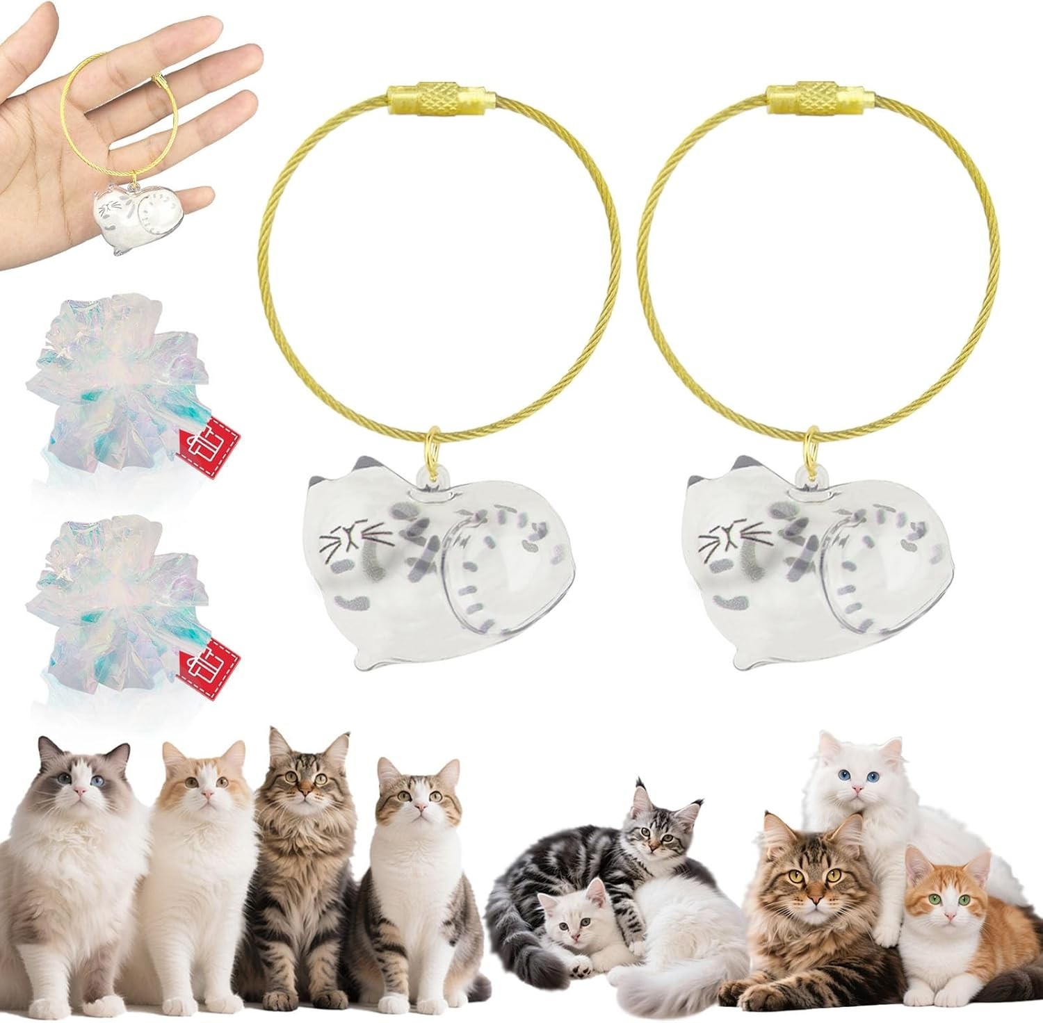 Cat Hair Keychain, 2Pcs Cat Hair Storage Bottle，Pet Fur Keepsake,Pet Hair