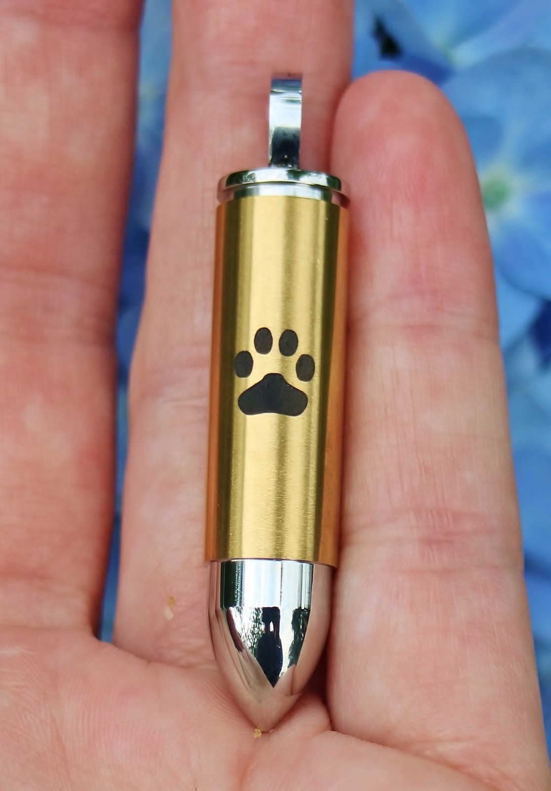 Mens Golden Bullet Cremation Pendant Urn Keychain 1″ Key Ring for Ashes Pet Dog