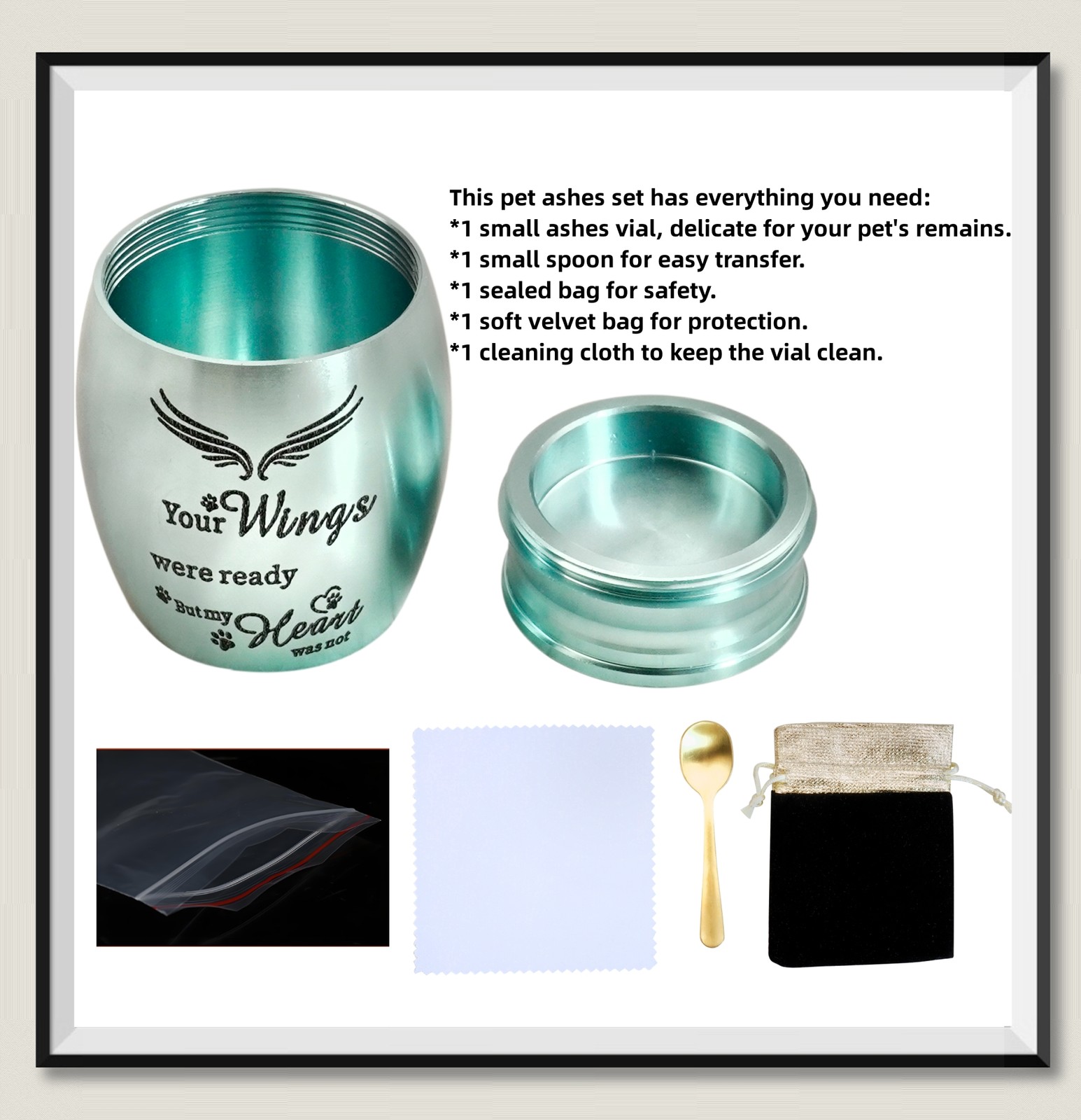 Blue Pet Memorial Small Urns 1.57inch For Dog&Cat Ashes Stainless Steel