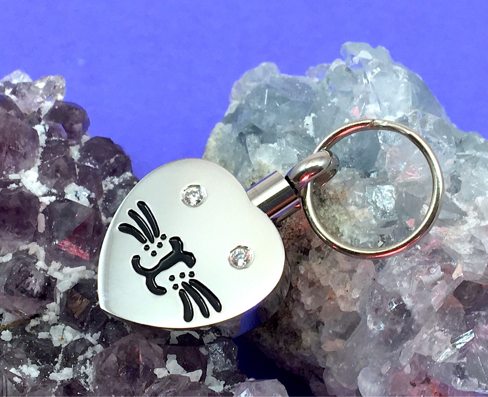 Cat Face Cremation Necklace Jewelry Pendant Urn Holds Ashes Kitty Crystal Eyes
