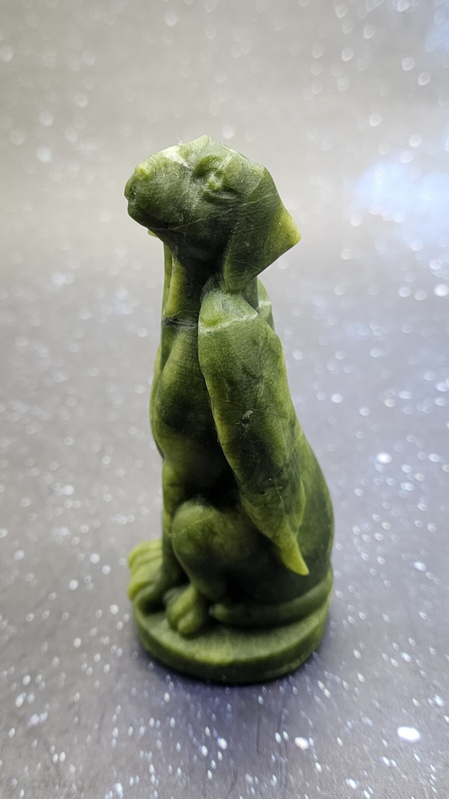 Xiuyan Jade Winged Angel Dog Pet Memorial, Pet Loss Gift, Gemstone Carving