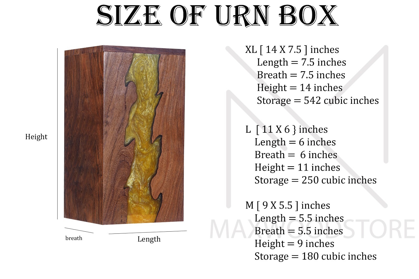Wooden Urn Box-Urn Box-Rosewood and Golden Resin Design Urn Box For Human Ashes