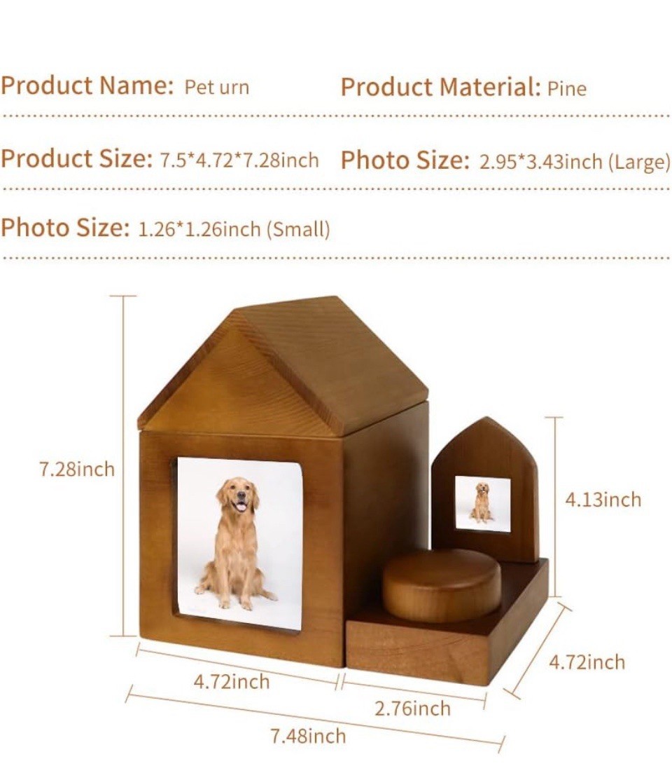 NEW DOG CAT Pet Memorial Urn for Ashes Photo Frame Keepsakes Box Cremation Urns