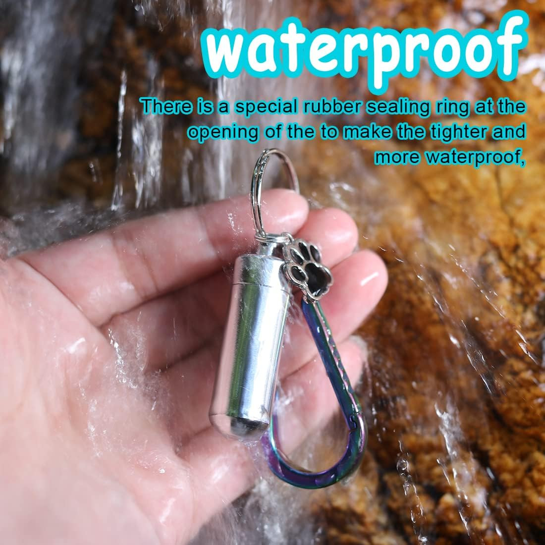 Waterproof Cremation Pet Urns Keychain for Dogs Ashes, Cylinder Cat Dog Urn for