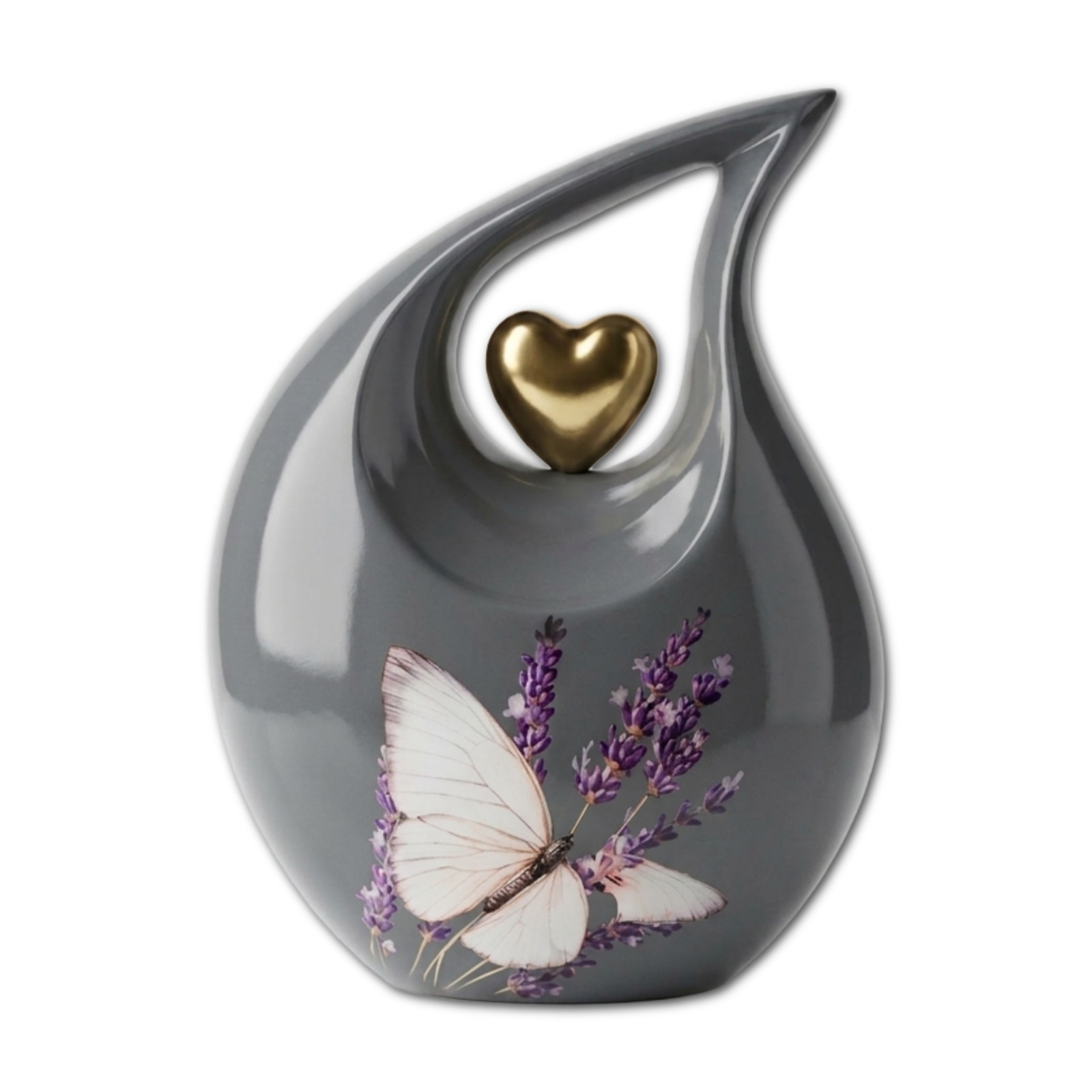 Grey Teardrop Cremation Urn Adult Human Ashes 200 Cu In Memorial Male Female