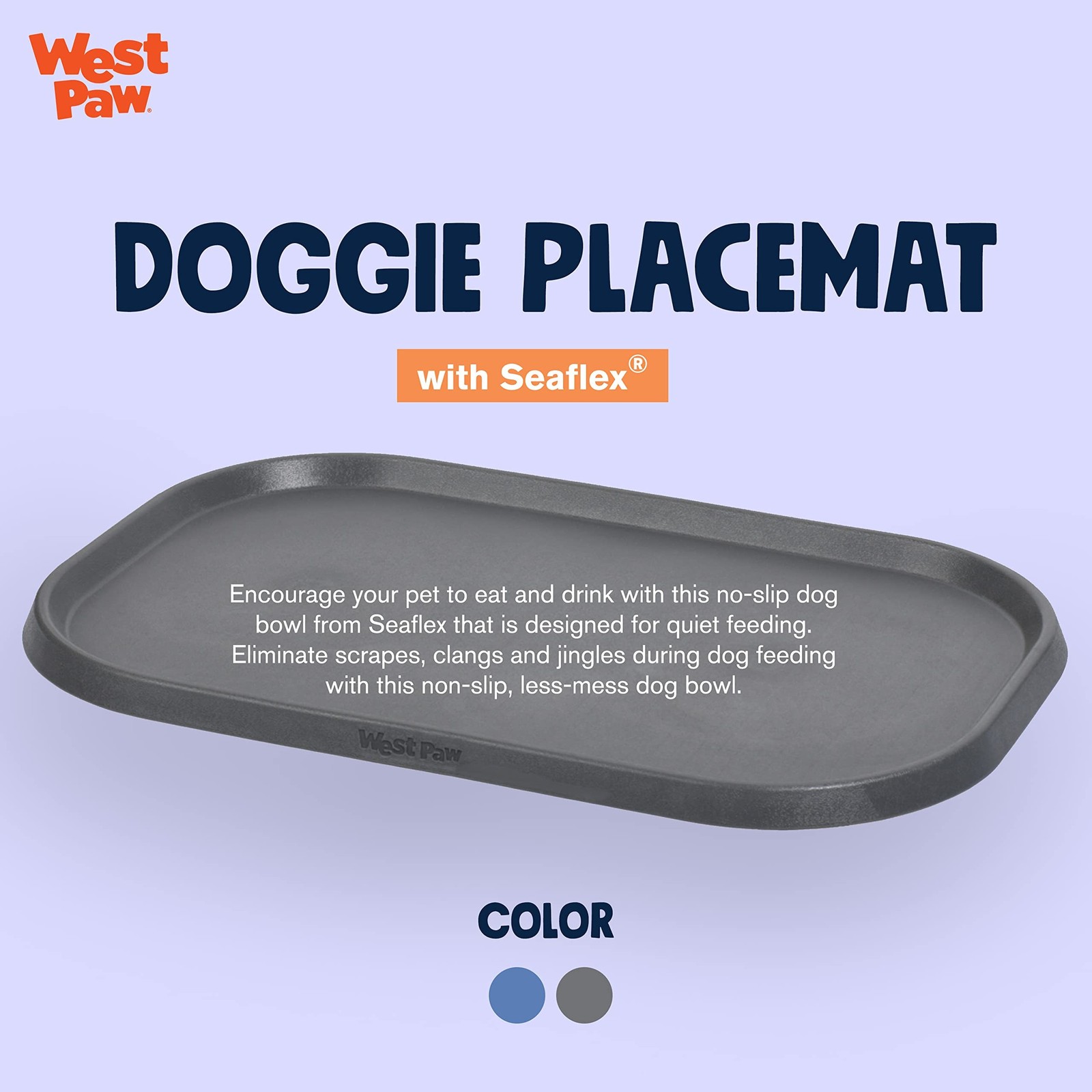 West Paw Seaflex Doggie Placemat – Less Mess Placemats for Dogs, Cats, Pet