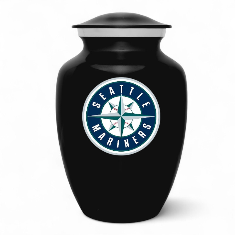 8 In Black Seattle Mariners Baseball Style Cremation Urn Adult Ashes Metal Urns