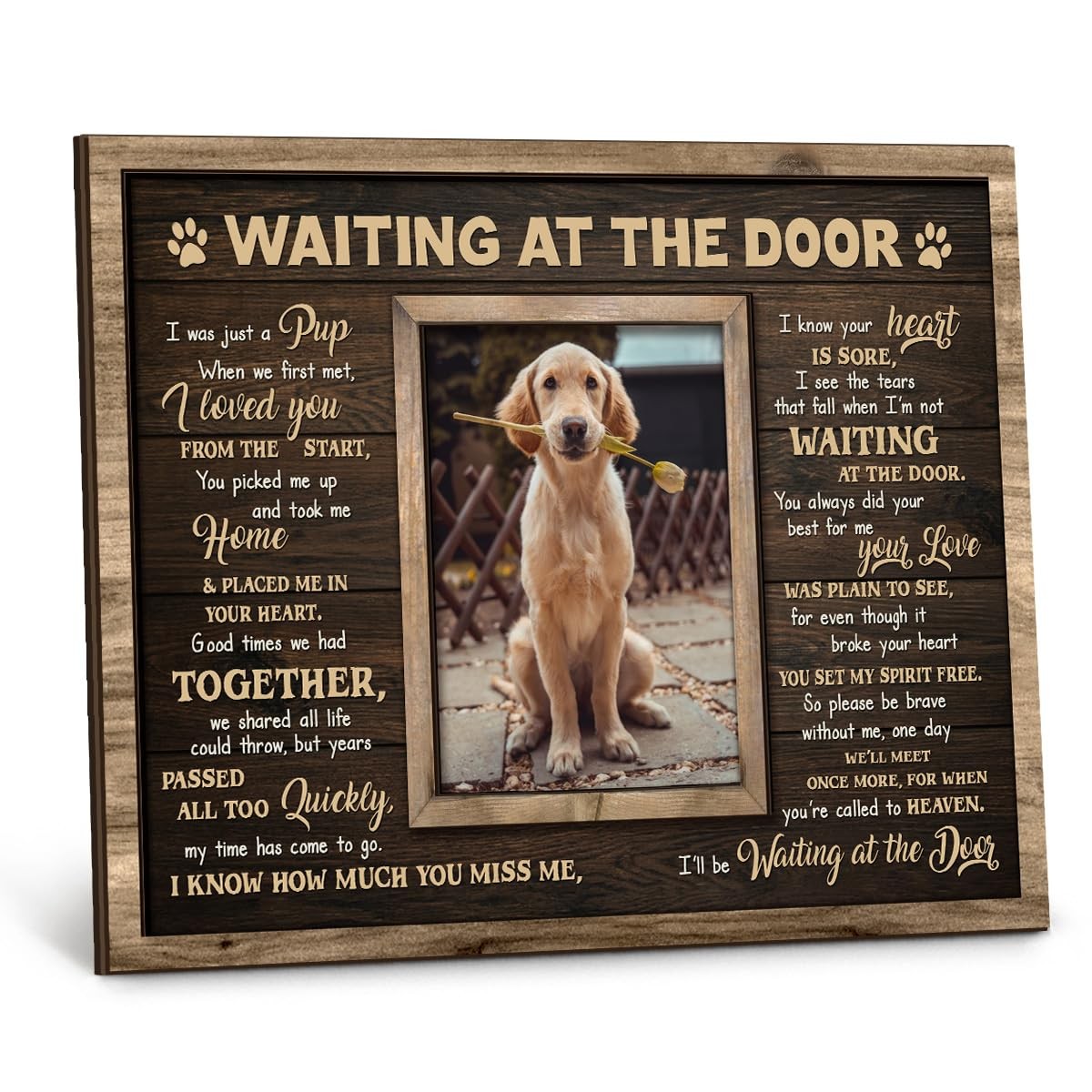 Dog Memorial Frame – Waiting At The Door Wooden Picture Frame for Pet Loss, 8…