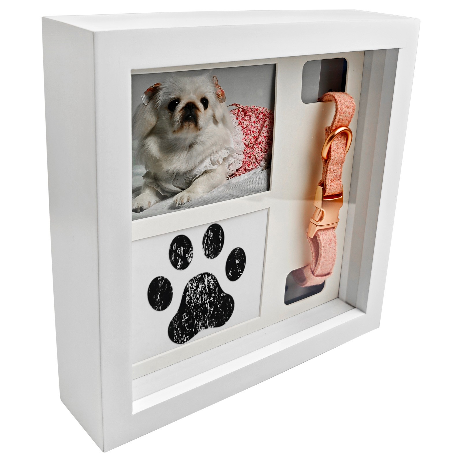 Pet Memorial Picture Frame, Pet Paw Print Impression Kit For Dogs & Cats(White)