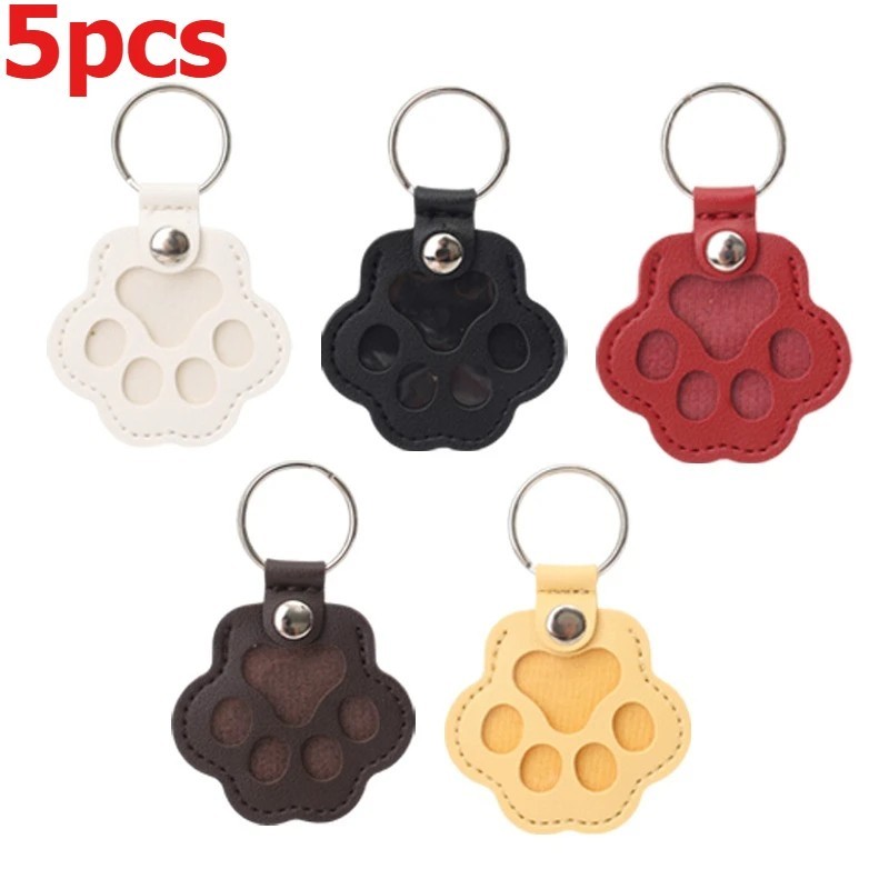 Pets Hair Memorial Keepsake Keychain PU Leather Dog Cat Storage Pouch Bag Charm