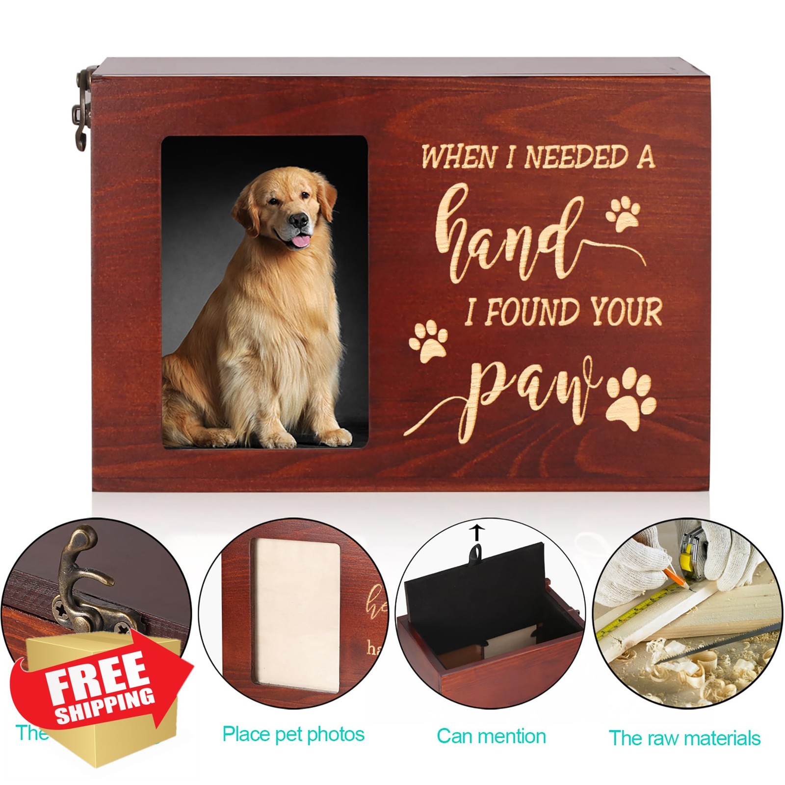 DGDCDV Pet Urn Large Wooden Hands Photo Frame