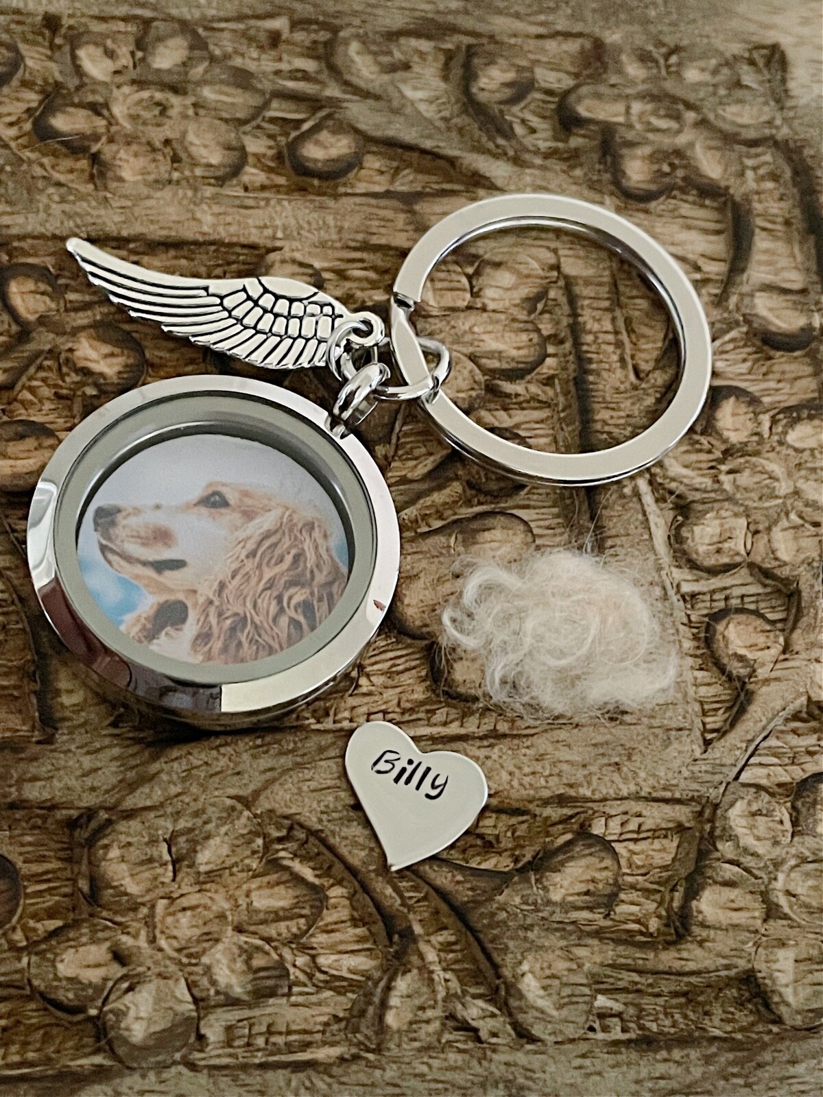Pet Memorial Keyring, Pet Hair Keepsake, Memorial Jewelry, Pet Fur Keychain