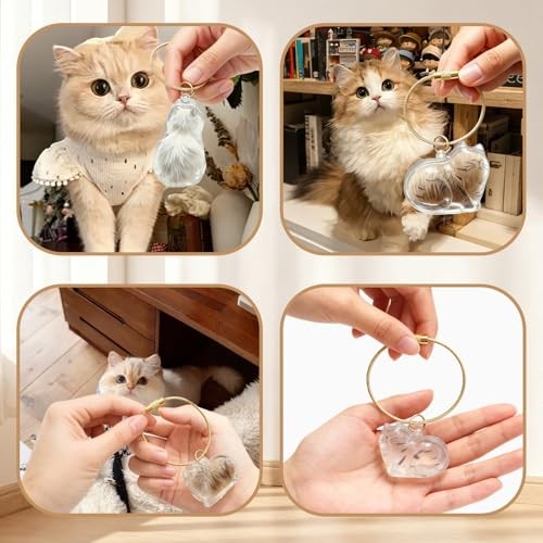 4-Piece Cat Hair Keychain & Memory Charm – Exclusive Pet Fur Keepsake